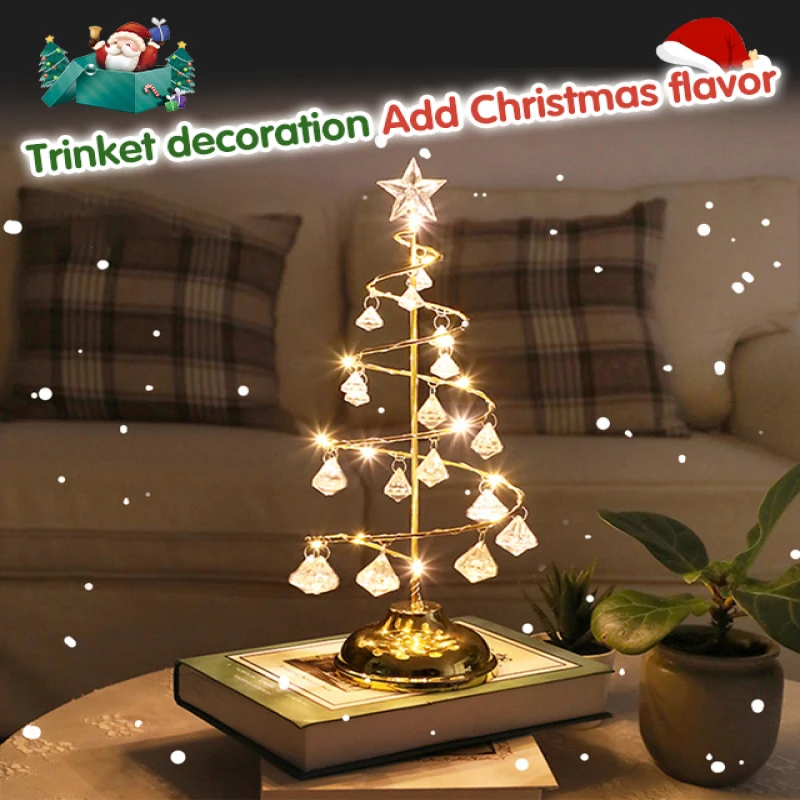 Christmas tree crystal ornament table lamp