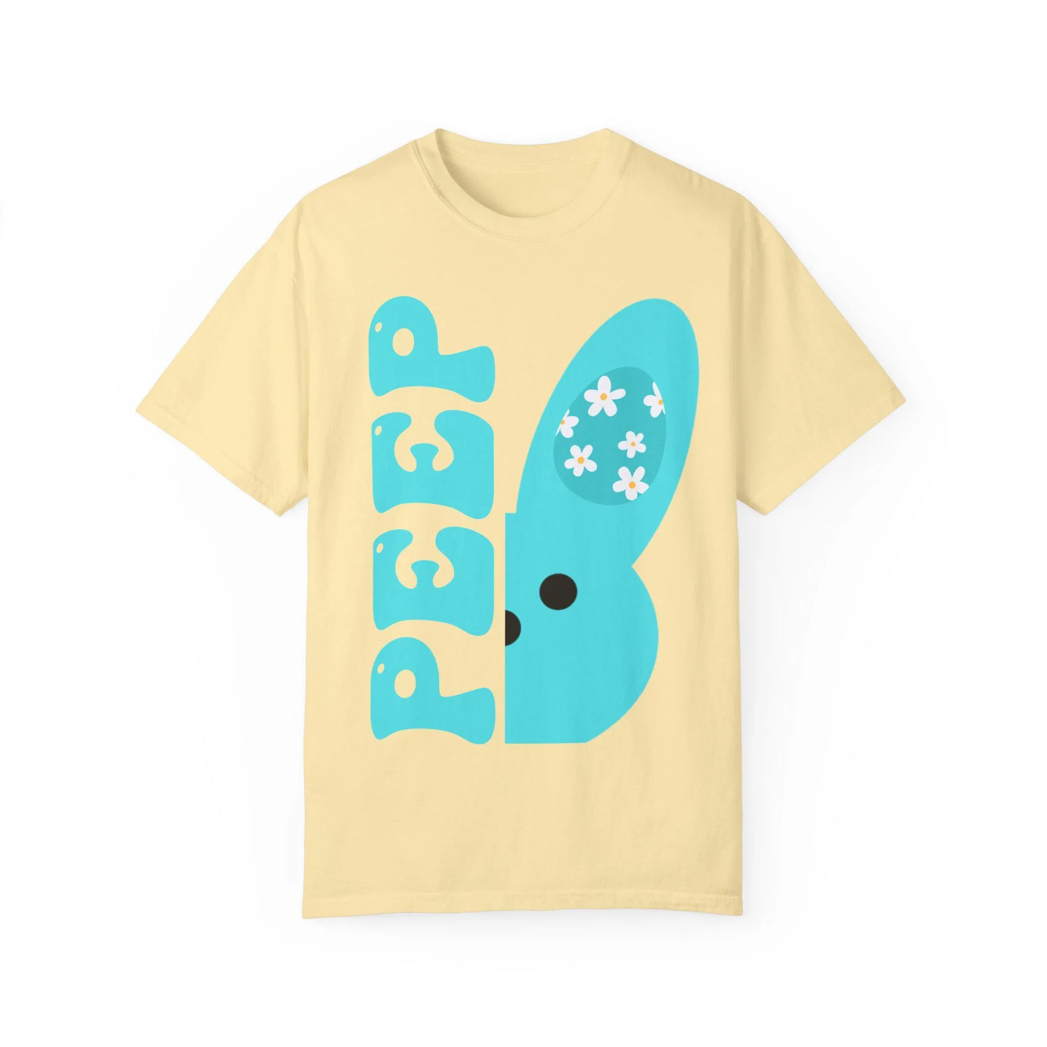 Aqua Blue Peep Easter Bunny Confort Colores Camiseta Primavera Pastel