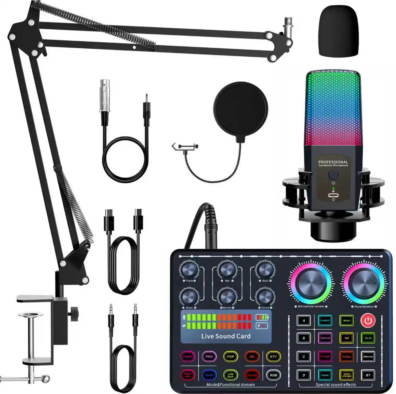 

Профессиональный аудиомикшер и микрофонный комплект для прямых трансляций, студийный аудиоинтерфейс для вещания