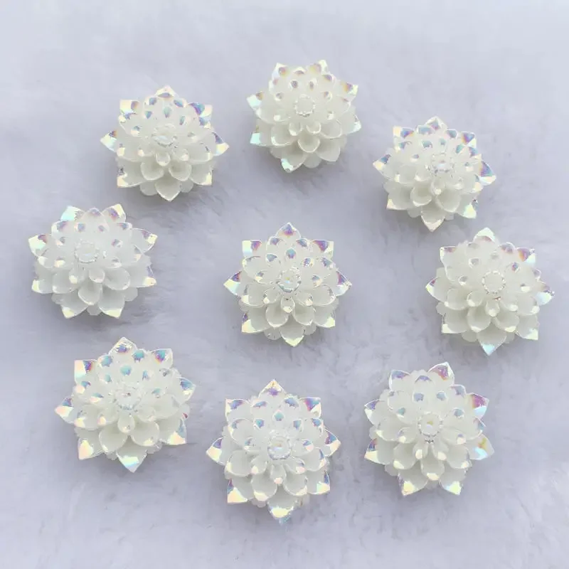 20 millimetri di trasporto Della Resina Fiore bianco AB della resina 3D Cabochons del fiore della decorazione della casa accessori Dei Monili button