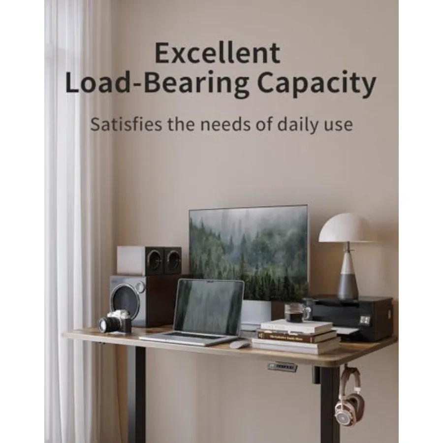 مكتب قائم كهربائي بارتفاع 48 × 24 بوصة، مكتب قائم قابل للتعديل للمنزل والمكتب، مكتب كمبيوتر مع بني ريفي #6