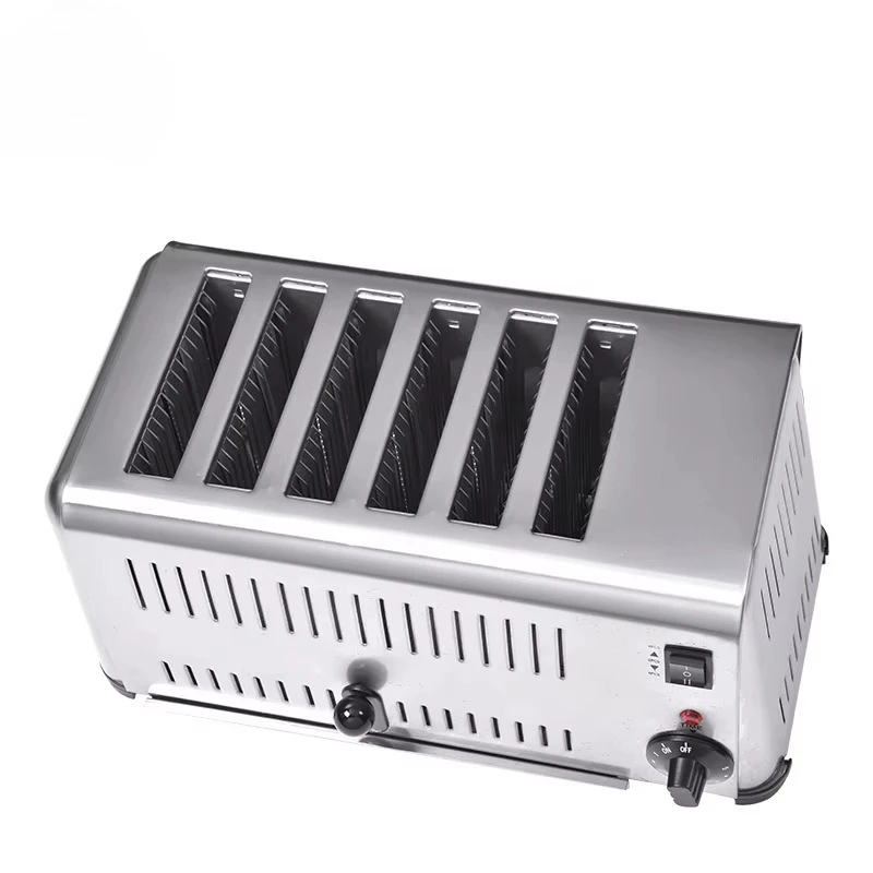 Kommerzieller elektrischer Brottoaster mit 6 Scheiben, Pop-up-Frühstückstoaster aus Edelstahl für den Haus- und Hotelgebrauch