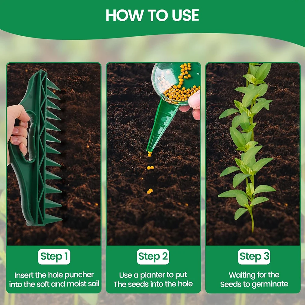 مجموعة 4/7 قطع من أدوات بذارة الحديقة البلاستيكية المتينة، 12 فتحة للبذر السريع، أداة زراعة مقاومة للماء للبستنة الفعالة