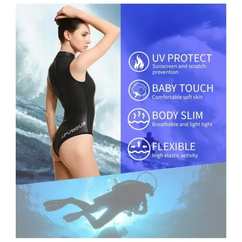 Women wetsuit bikini sexy CR super stretch diving neoprene rubberneoprene Smooth skin