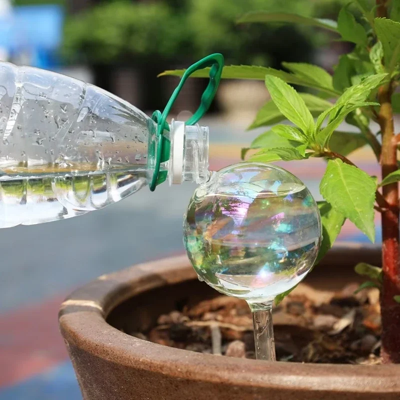 Plant Watering Globe Rainbow Color Glass Globe Plant Watering Bulb Automatic Drip Irrigation Supplies Garden Insert Water Device