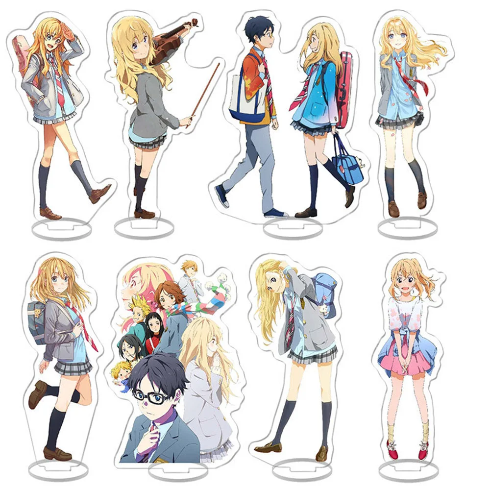 Hot Anime Your Lie in April Acrylic Stand Model Figure Cosplay Plate Holder Topper Fans Christmas Desk Decor Plate Gift