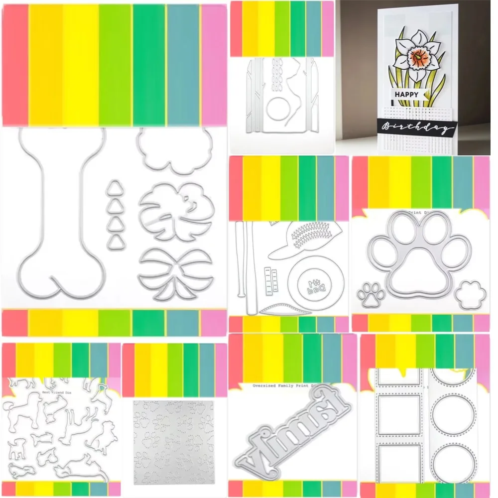Cutting Dies Scrapbook Diary Decoration Stencil Embossing Template DIY Greeting Card Handmade NEW 2025 Dog Footprints Bone