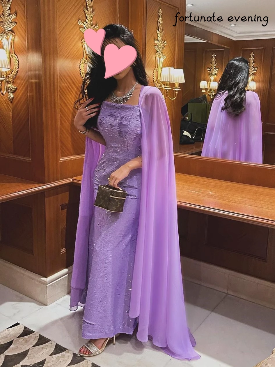 Soirée chanceuse élégante Vintage doux violet paillettes brillant en mousseline de soie été Occasion formelle robe de bal robes de soirée