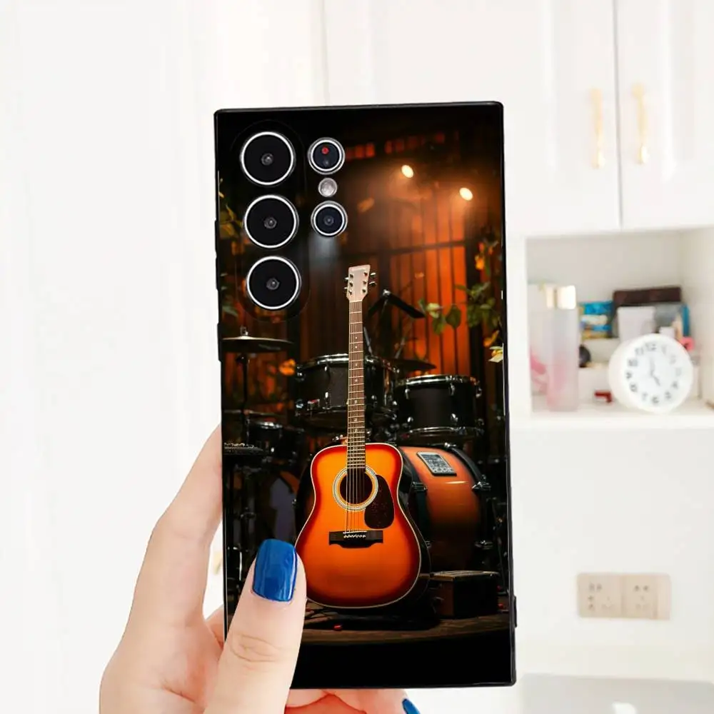 Funda de teléfono con guitarra y violín Musical para Samsung Galaxy S25 S24 S22 S23 Ultra S21 S20 Plus 5G, cubierta completa antideslizante esmerilada