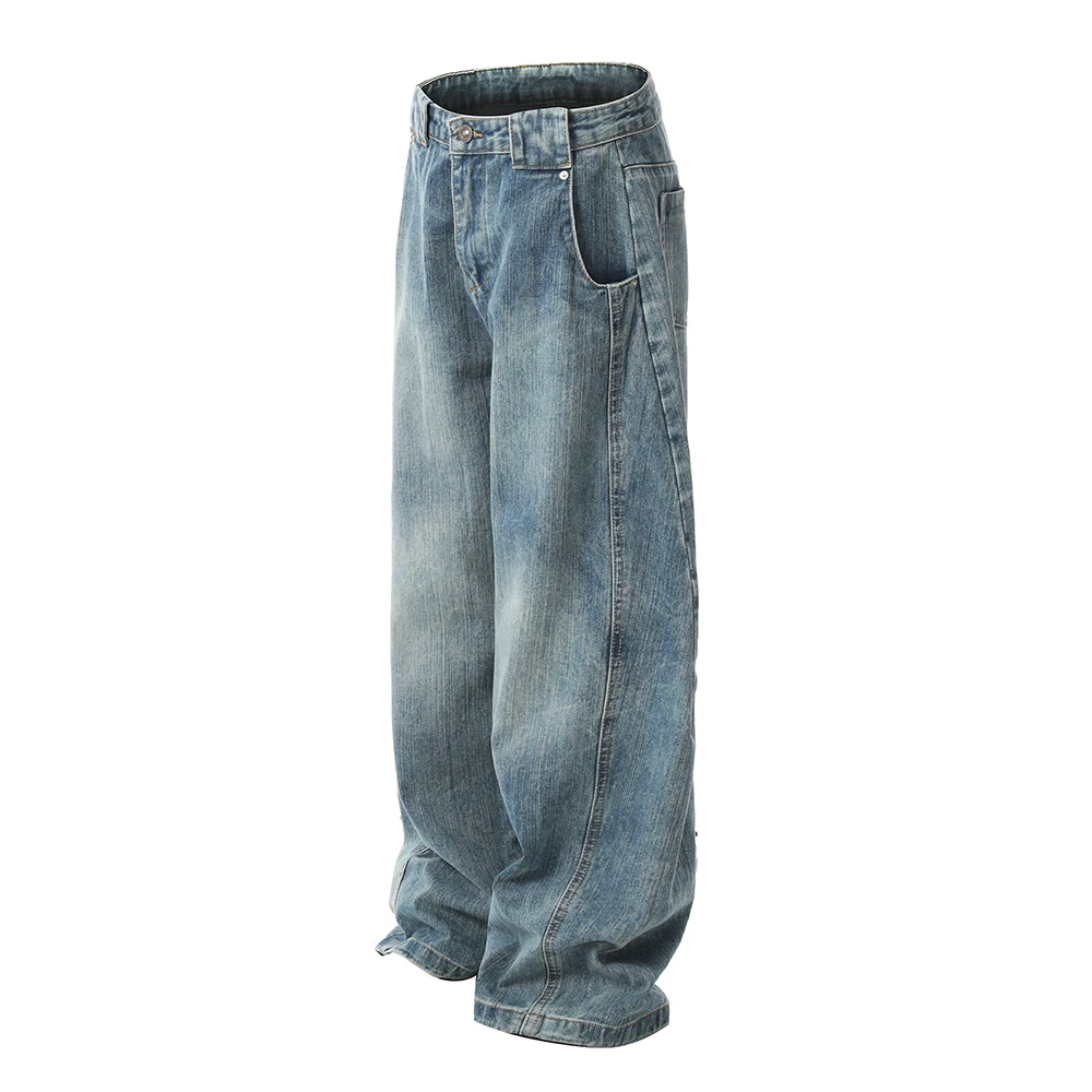 Hip Hop Washed Vintaged Blue Baggy Jeans for Men and Women Straight Casual Loose Denim Trousers Oversized Cargo Pants