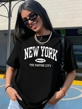 Ladies' NEW YORK BROOKLYN THE EMPIRE CITY Printed T-Shirt Fashion Harajuku Kawaii T-shirt Women's Y2K Clothing