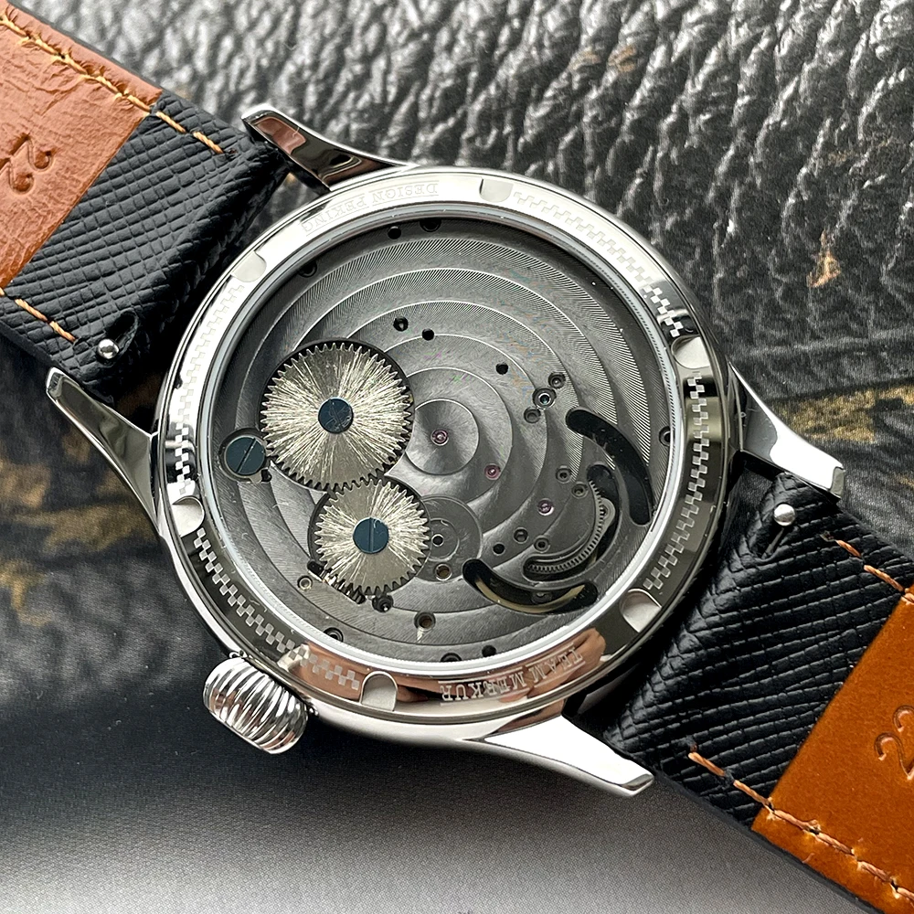 Merkur 100% توربيون ساعة رجالية الياقوت مقاوم للماء ساعة للرجال ساعات المعصم الميكانيكية Relogio Masculino حلقة من جلد