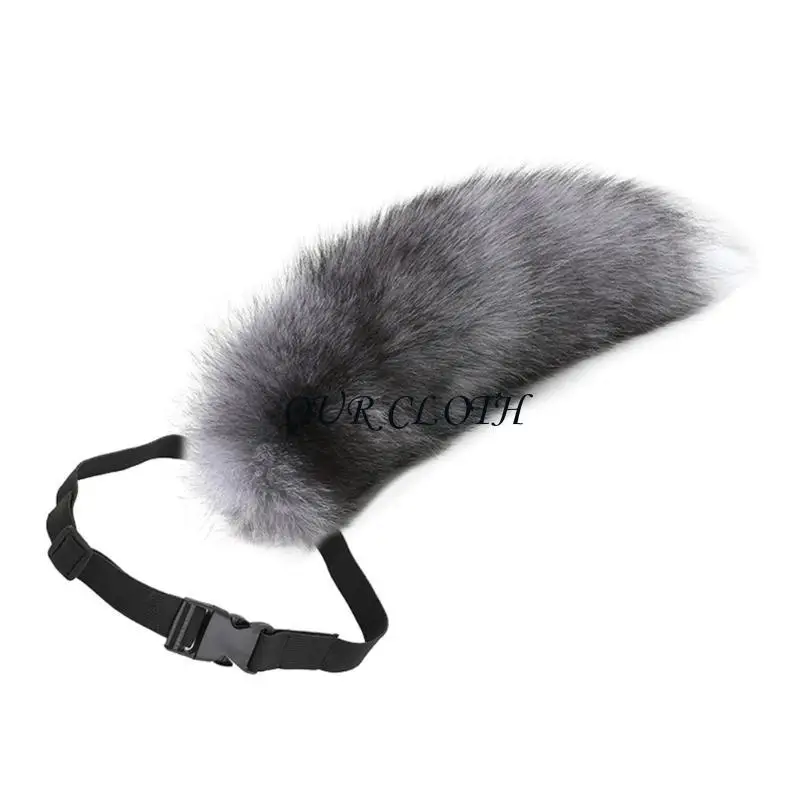 Vossen Staart Verstelbare Riem Pluche Dierenstaart Handgemaakte Beest Staart Halloween Party Kostuum Accessoires voor Volwassen
