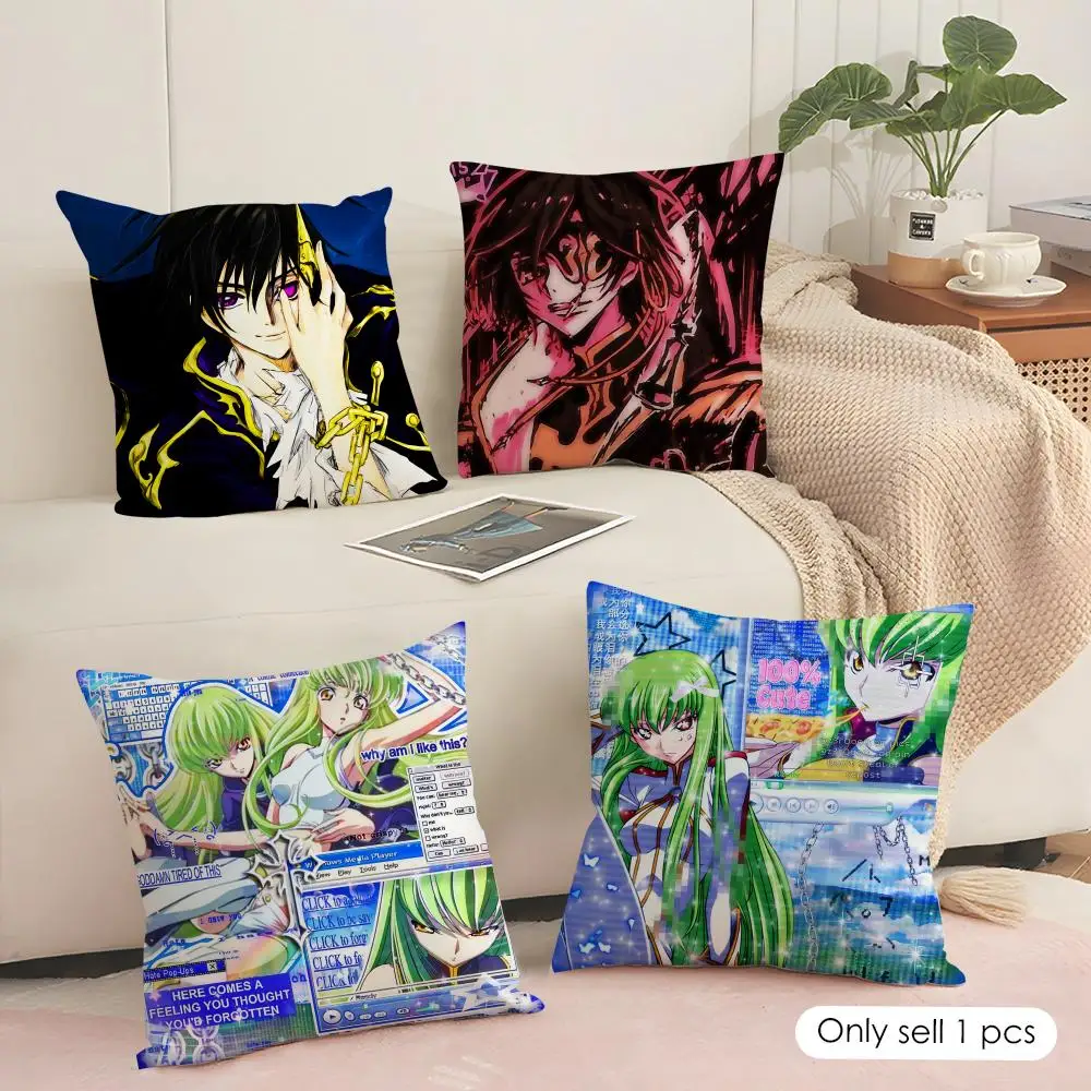 Anime C-cODE GEASS  Cushion Cover Soft Short Plush Pillow Cover Smooth Cozy Texture Aesthetic Cushion Case Home Decor