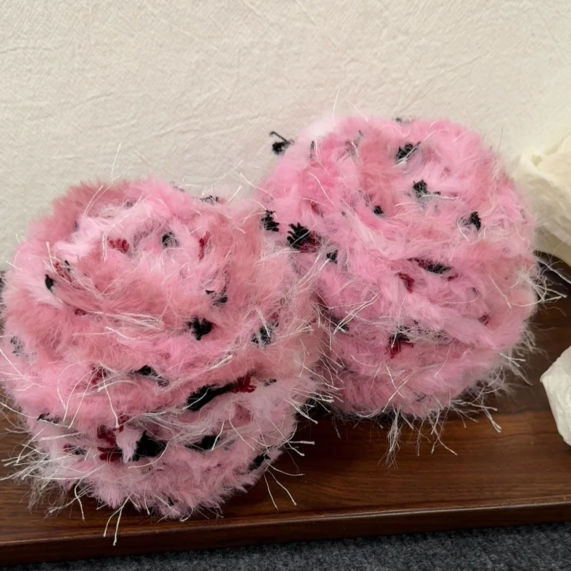 

Pink Ink Hand Mixed Thread, Medium Thick Fur Hand Mixed Thread, Soft Knitted Bag, Hat, Clutch, Hair Ring Characteristic Thread