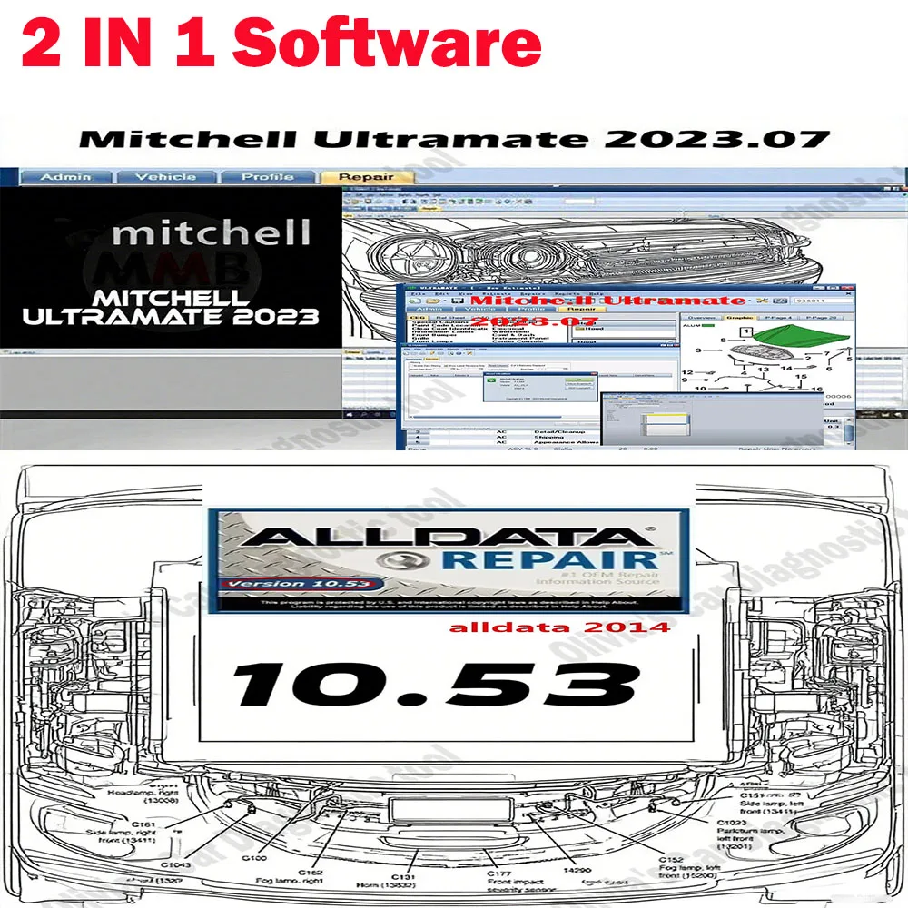 

Alldata 10.53 car accessories Car Repair Software + MITCHell ULTRAMATE 2023.07 OBD2 Scanner COMPLETE ADVANCED ESTIMATING SYSTEM