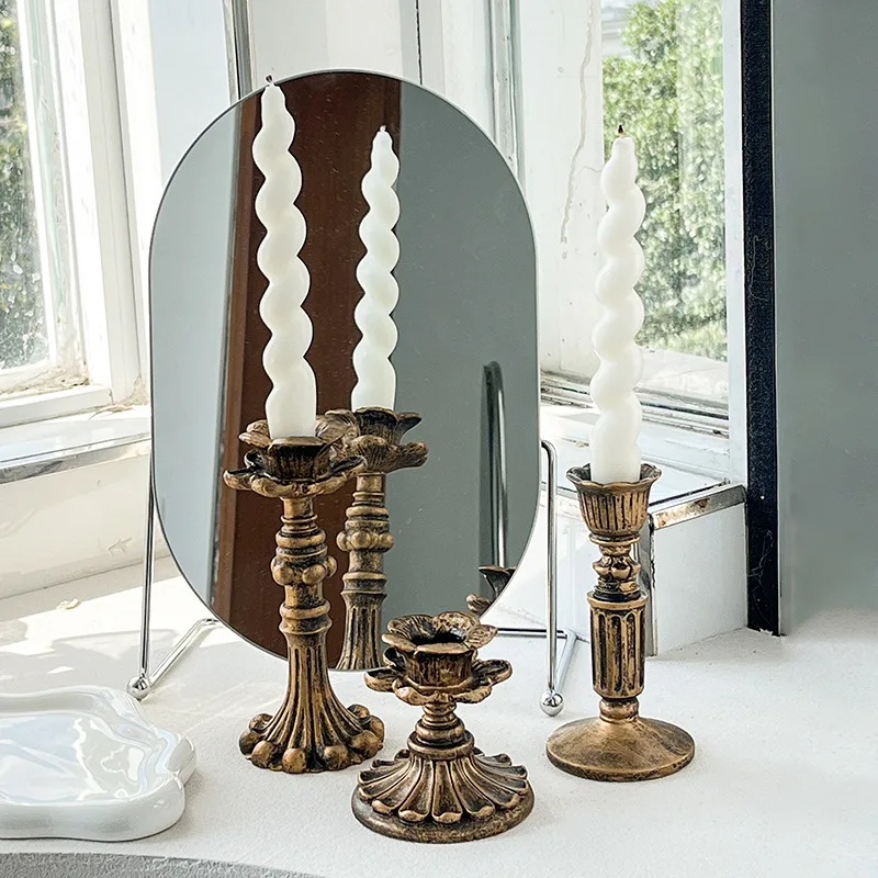 

Vintage French Gold Candelabra, European Retro Candle Stand for Wedding Decor, Antique Style Display Prop for Home