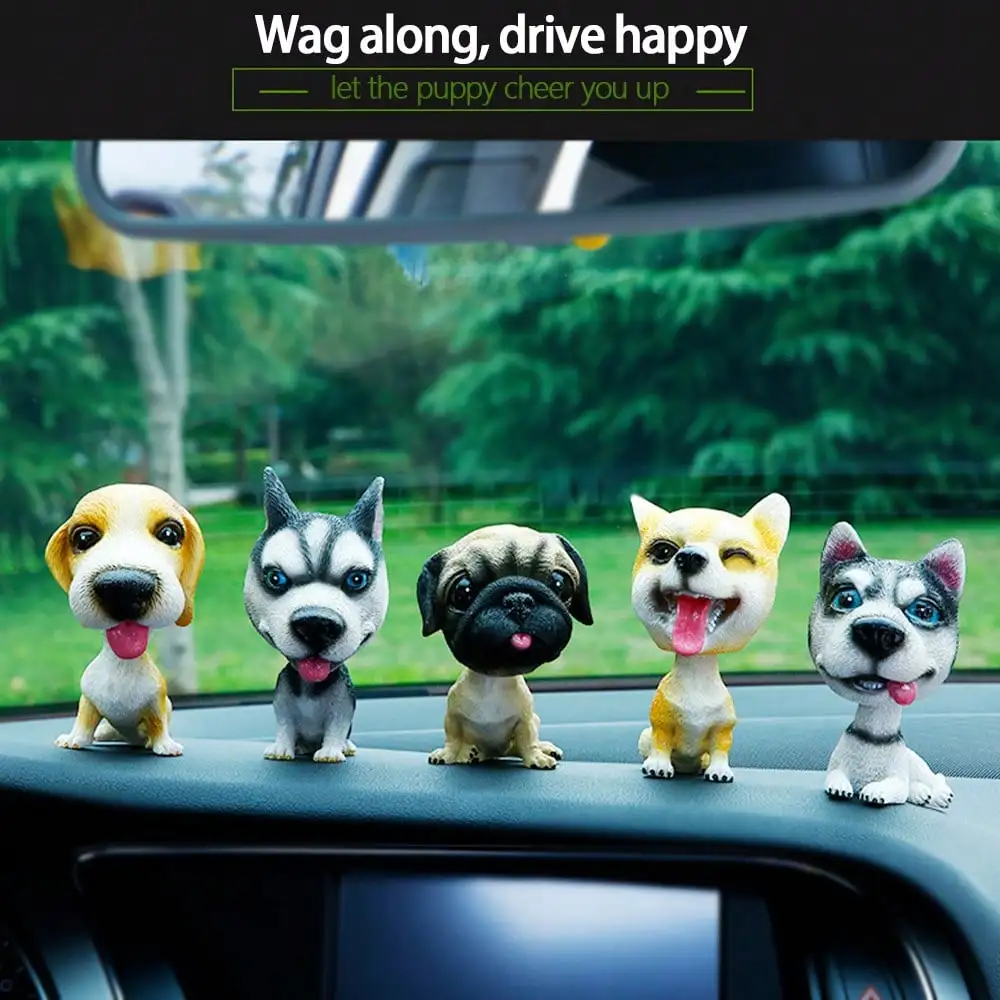 1Pc Car Interior Ornament, Cute Cartoon Bobblehead Dog, Spring Resin Bobblehead Dog, Creative Car Interior Decor (No Mat Include