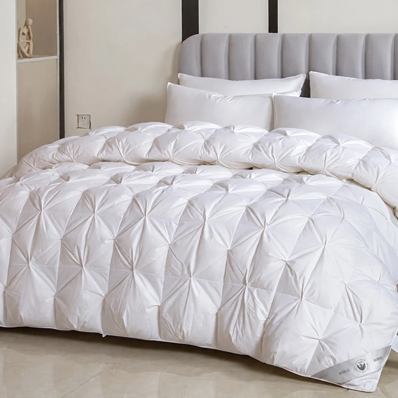 Luxury 100% White Goose Down Comforter Fluffy 3D Baffle Box Quilted Fall Winter Duvet Insert King Lightweight Warm Feather Quilt