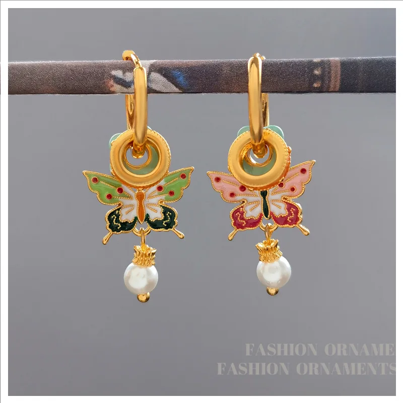 

Elegant Temperament Colorful Enamel Butterfuly Earrings for Girl Women Female Gifts Delicate Design Jewelry Accessories