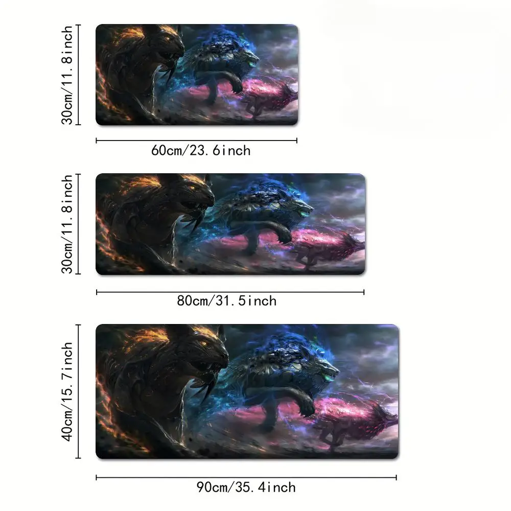 Fantasy beast theme anime large Mouse Pad Desk Mat Gaming pad Non-Slip Stitched Edge desk accessories mouse mat Extended pad