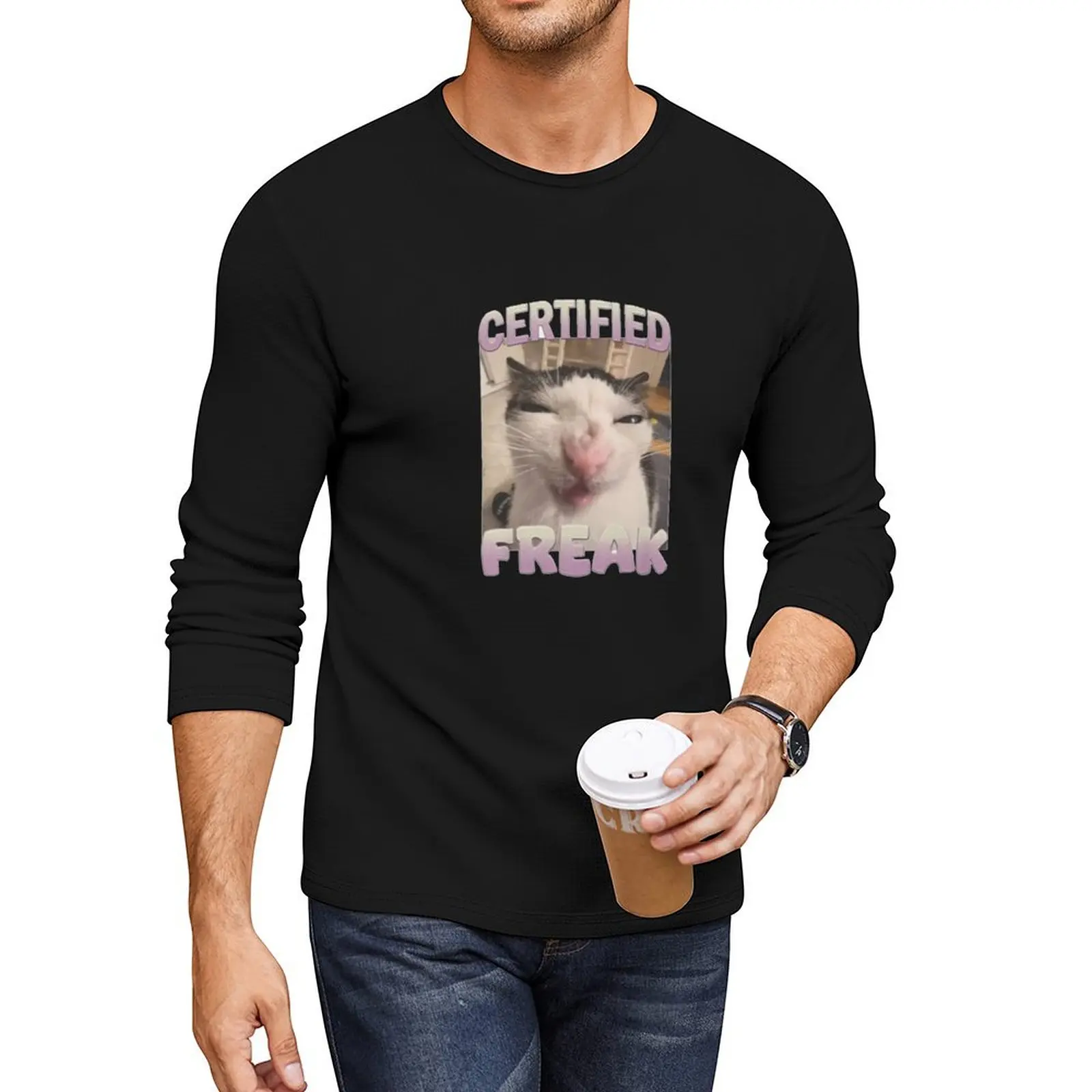 Certified Freak Cat Long T-Shirt tees vintage clothes new edition t shirt cute clothes mens clothing