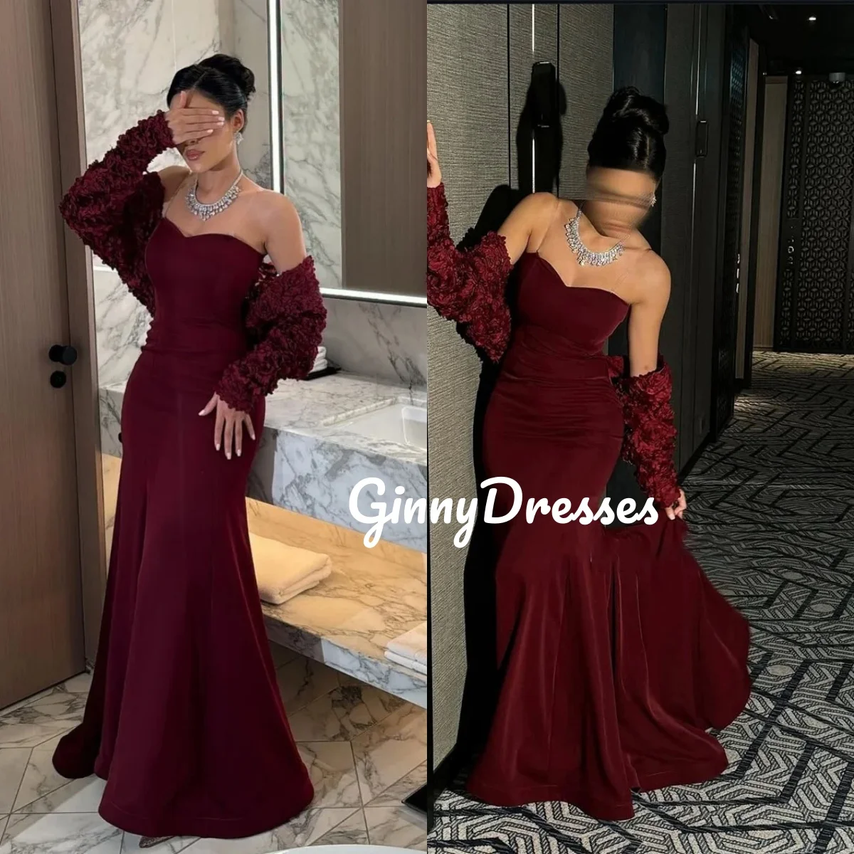 

Красное роскошное вечернее платье в Дубае длиной до пола, милое платье русалки для свадебной вечеринки, элегантные платья на молнии с рюшами для женщин