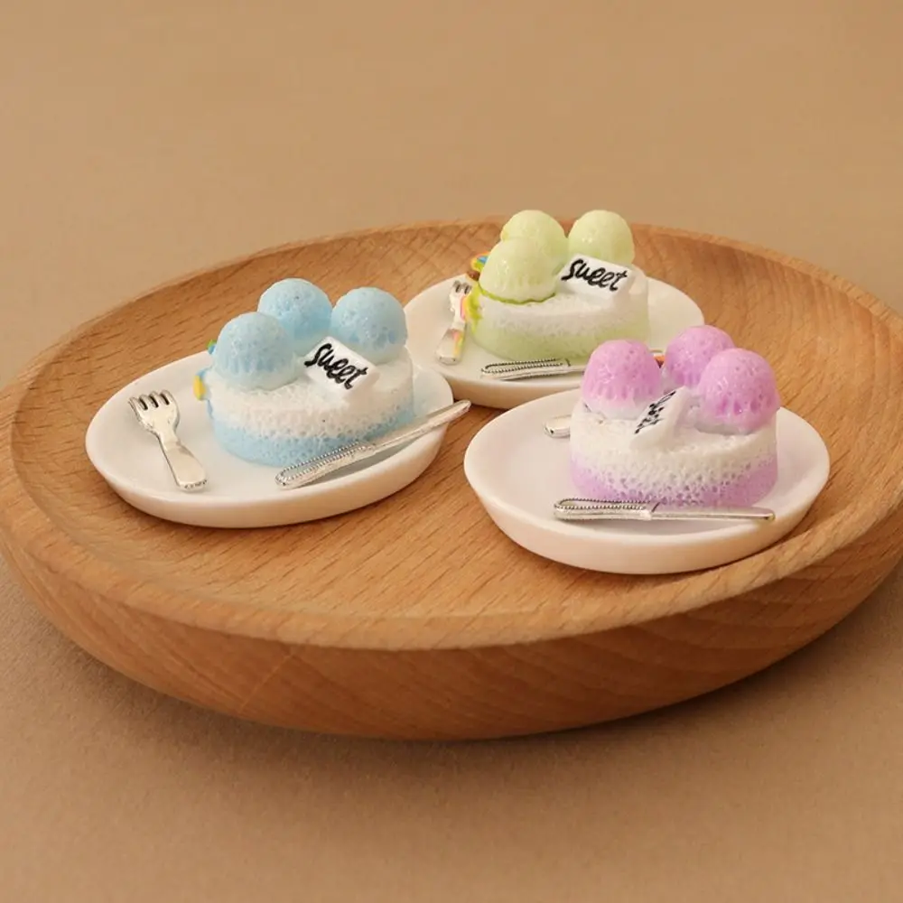 Hars Poppenhuis Miniatuur Taart Dessert Set Inclusief Borden en Bestek Leuke Kawaii Desserts DIY Accessoires Mini Decoratie I