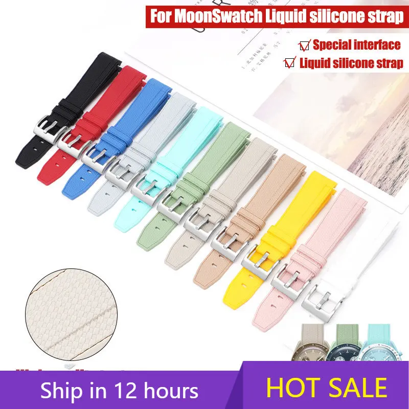 CurvedInterface Silicone Strap for 20mm Omega Joint Moonswatch Planetary Mission Wear Resistant Waterproof Watchband Accessories