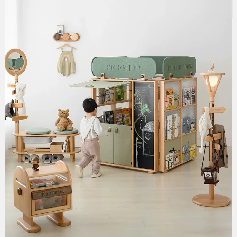 Bookshelf reading area, game room layout, figure cabinet picture book rack