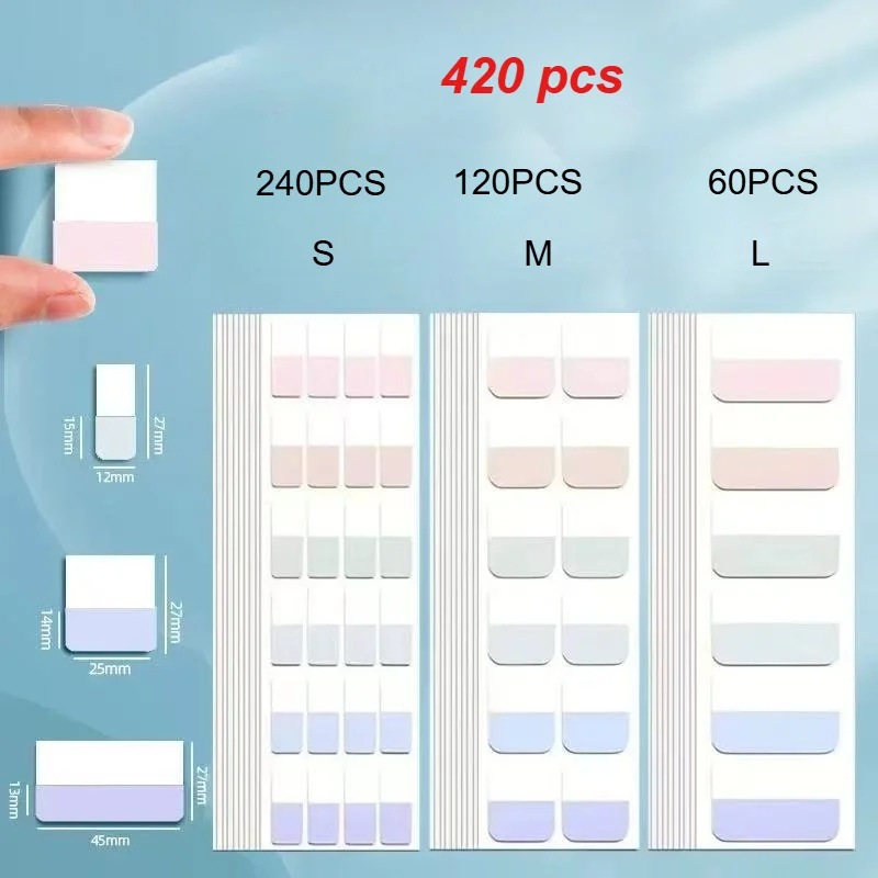 420 PCS Morandi index tabs, writable label stickers, sticky notes, student classification indicator tabs, aesthetic