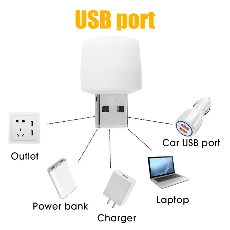1/50Pcs Mini USB Night Lights Eye Protection Book Reading Lamps Small LED Plug Lamps Computer Mobile Power Charging Night Light