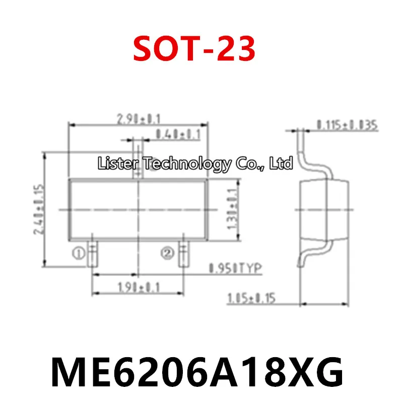 ME6206A18M3G SOT23-3 ME6206A18XG SOT-23 Marcação: 65K5 ME6206 ME6206A18 6206, 1.8V, Novo, 50-200pcs por lote