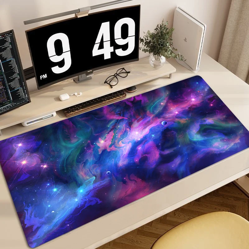 

Purple Nebula Gaming Mouse Pad Large Planet Mousepad Game Locking Edge Art Mouse Mat Office Non-Slip Computer Desk Mat Carpet