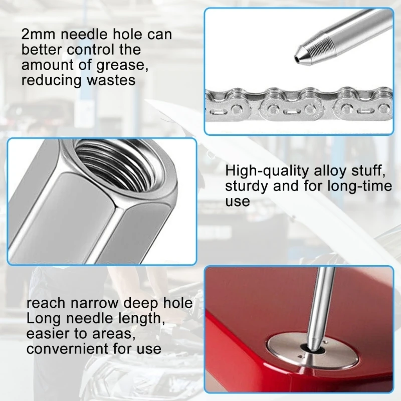 Multipurpose Grease Fitting Needle Steel Injector Set Suitable for Mechanic Automotive Use Workshop Garage Maintenance 