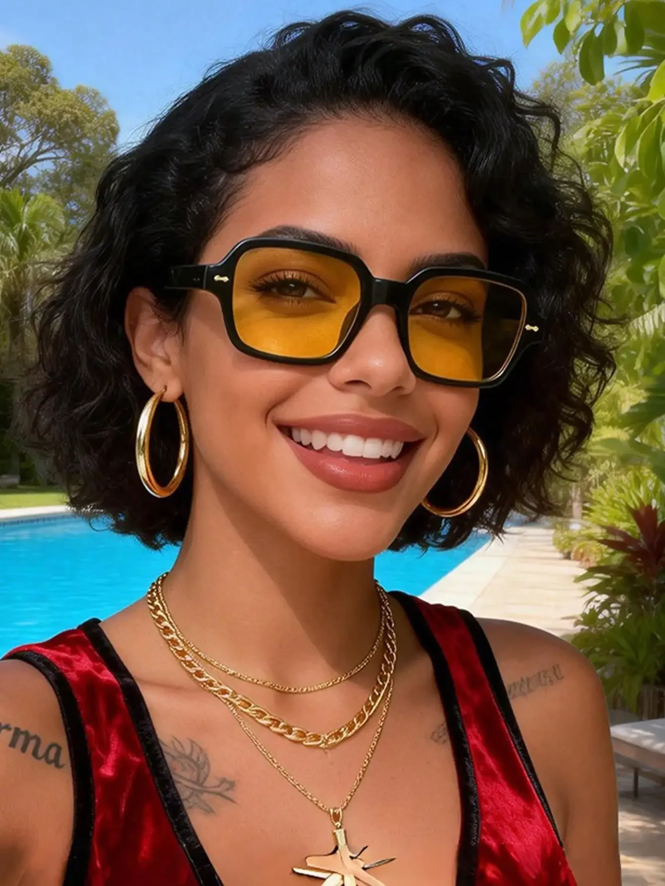 

1pc Square Fashion Glasses, Classic Retro Casual Versatile Women's Glasses Suitable For Daily Outfit, Street Style, Vacation, Be