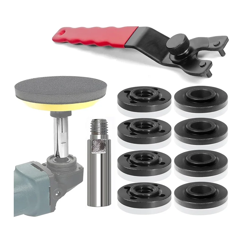 ABNM 8-teiliges 5/8 Zoll-11 Flanschmutter-Set, Winkelschleifer-Verlängerungswellenverbinder mit verstellbarem Schraubenschlüssel
