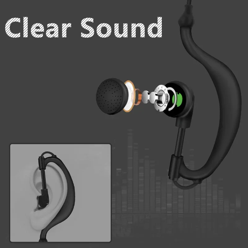 Earpiece Walkie Talkie Nylon Braided Headphone PTT 2-Pin/1-Pin Port Headset For Kenwood Motorola Radio Baofeng Quansheng Radios