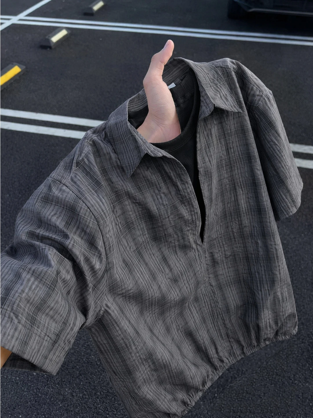Loose Fit Casual Plaid Short Sleeve Shirt Men's Summer Versatile Loose Feeling Half Sleeve Fake Two-Piece Shirt Anti-Wrinkle