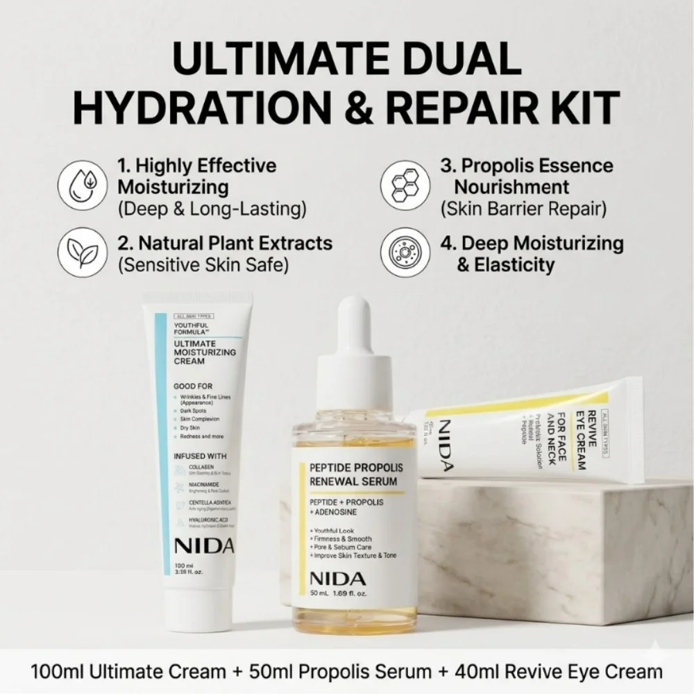 Moisturizing Face Cream + Eye Cream Essence Set Natural Plant Extract Long Lasting Hydration Anti Aging Firming Skin Care