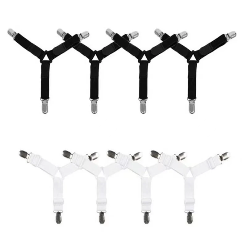 4 Teile/satz Elastische Bettlaken Greifer Drei Kopf Clips Greifer Halter Hosenträger Bettlaken Befestigungen Hause Textilien Organisieren Gadget – Detail 16