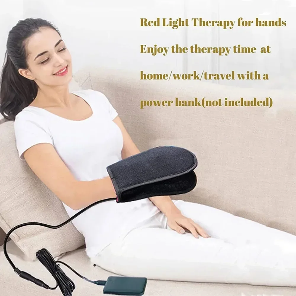 Red Light Therapy Devices Near Infrared LED 880nm Hand Pain Relief Double Side Pad for Arthritis Fingers Joint Muscle Gloves