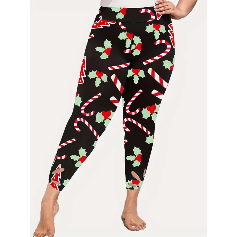 بالإضافة إلى حجم عيد الميلاد المطبوعة طماق للنساء سراويل اللياقة البدنية تجريب السراويل عيد الميلاد IParty مثير ضيق #3