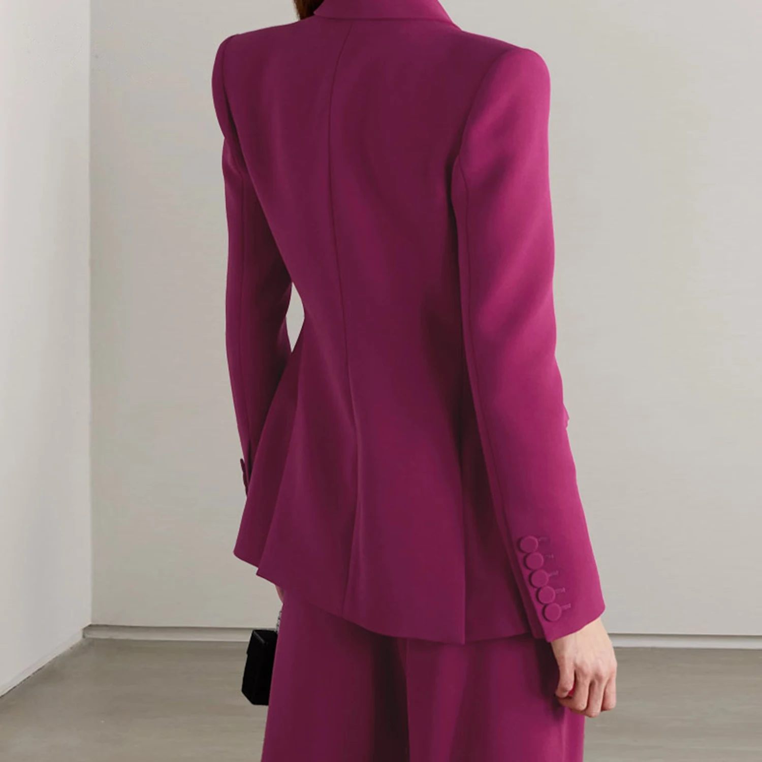 Allingentle Rot Revers Damen 2-teiliges Set Business-Anzug Mode Langarm Anzug Jacke Hosenanzug Set Anpassen