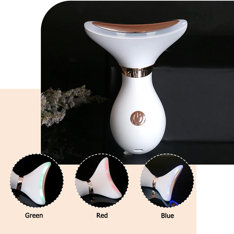 V Face Neck Lifting Massager Heating Facial Beauty Essence Importer RGB LED Photon Rejuvenation Reduce Double Chin Face Slimmer