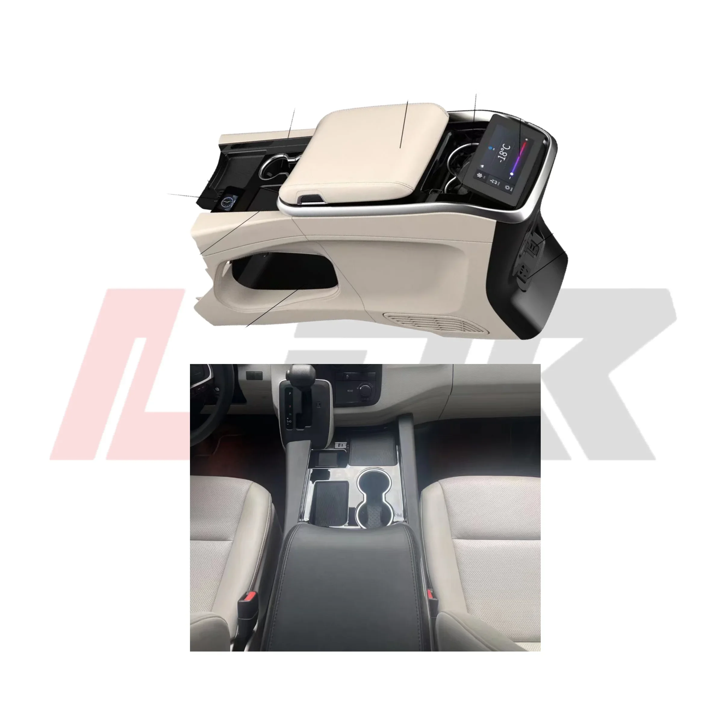 

BR Modification Club C-For Hiace Armbox Armrest Interior Car Accessories With TV With Refrigerator 12 Function High Quality Le