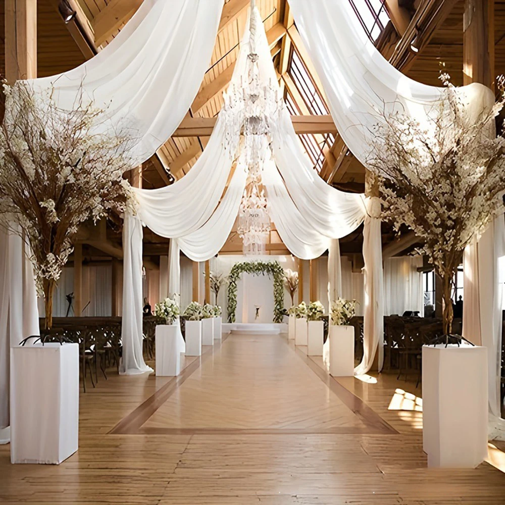 شبكة ستارة أقواس الزفاف، خلفية ديكور مشهد حفل زفاف خارجي، شبكة زفاف شامان - 4