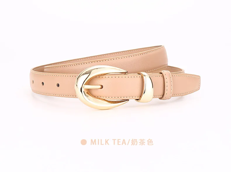 Damen Echtleder-Gürtel, Vielseitiger Dekorativer Grenzüberschreitender Bestseller, Minimalistische Dornschließe, Business-Casual Hosengürtel – Detail 12