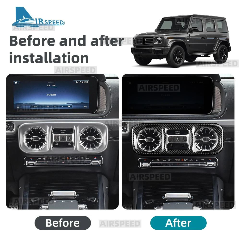 Real Hard Carbon Fiber Cover For Mercedes Benz G-Class W465 G63 G580 AMG G500 2025 2026 2027 Car Center Console Air Vent Trim