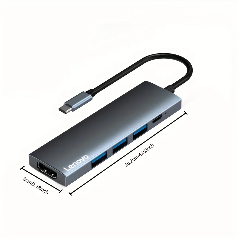 Lenovo S705 USB-C Docking Station 5-in-1, 4K HDMI, USB 3.0, PD Fast Charging, Aluminum Alloy, Portable Hub for Laptop Tablet